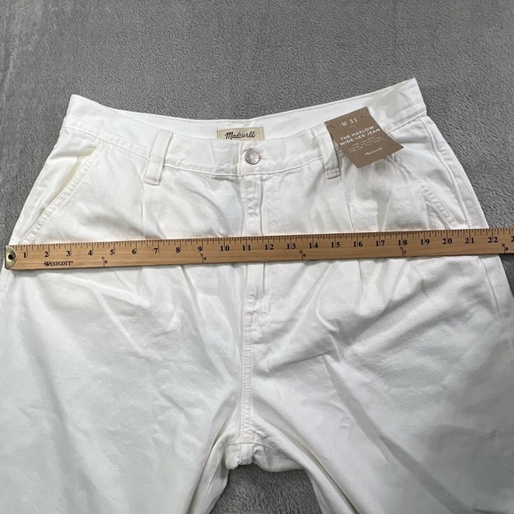 NEW Madewell 31, 12 The Harlow Wide Leg Jeans White 100% Cotton Pleated Pants - Picture 8 of 12